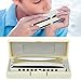 10 hole Diatonic Harmonica, Deluxe Blues Harmonica, Stainless Steel Key for Children for Adult Beginners (White)