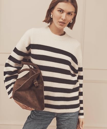 Image of NAADAM Women's Super Luxe Cashmere Striped Crewneck