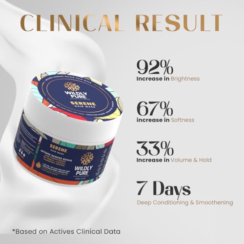 Image of Wildly Pure Professional Hair Mask for Dry, Frizzy & Damaged Hair | 7 Days Spa Smoothening | Natural Biolipid Complex &12 Oils | Strengthening & Repair | Men & Women | 200ML (Serene)
