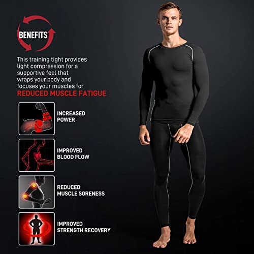 Tesuwel Mens Thermal Underwear Set For Skiing Full Length Mens Compression Pants And Shirt Long Sleeve Mens Base Layer For Hiking Workout Basketball Running,Quick Dry,Wicking,Breathableblack S thumb #3
