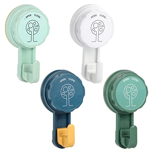 Paquete de 4 ganchos de succión para baño de hasta 11 libras, ganchos de succión resistentes reutilizables, ganchos de succión desmontables para baño, cocina, sala de estar Cover