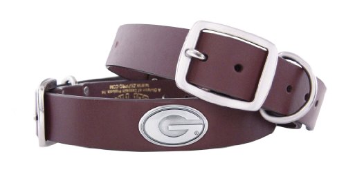 ZEP-PRO Georgia Bulldogs Brown Leather Concho Dog Collar, Large