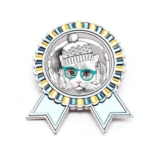 Broche chat blanc casque de protection et chapeau en métal taille M