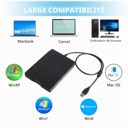 CERRXIAN Disquette USB externe portable 3,5" 1,44 Mo FDD pour PC Windows 98 SE Windows XP – vue 4