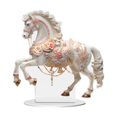 MagiDeal Estatuilla de acrílico en Forma de Caballo con Soporte, decoración, Estatua de Regalo, Escultura para Chimenea, Vacaciones, Oficina, Fiesta, Rosa