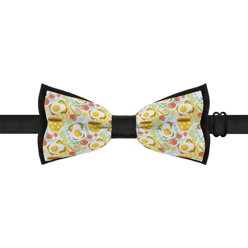 GoasNei Avocado Sandwich Drink Pattern Bow Tie for Men Adjustable Necktie Funny Tie Neck Ties for Weddings Party