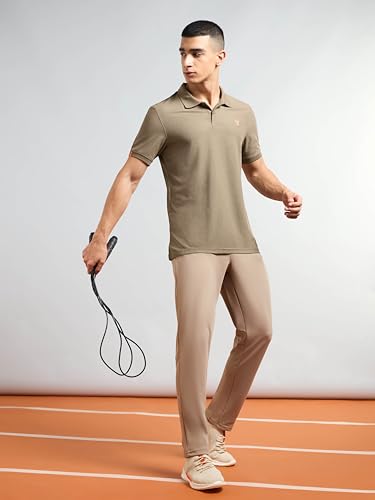 Image of TECHNOSPORT Mens Slim Fit Self-Design Half Sleeve Polo T-Shirt for with Matpiq for Sports and Regular Uses