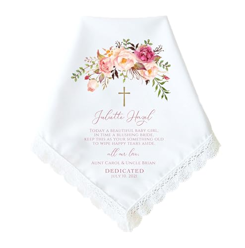Dedication Gift for Girl | Baby Girl Dedication | Personalized Keepsake Handkerchief | Christian Dedication Gift for Daughter, Granddaughter, Goddaughter, Niece | Something Blue