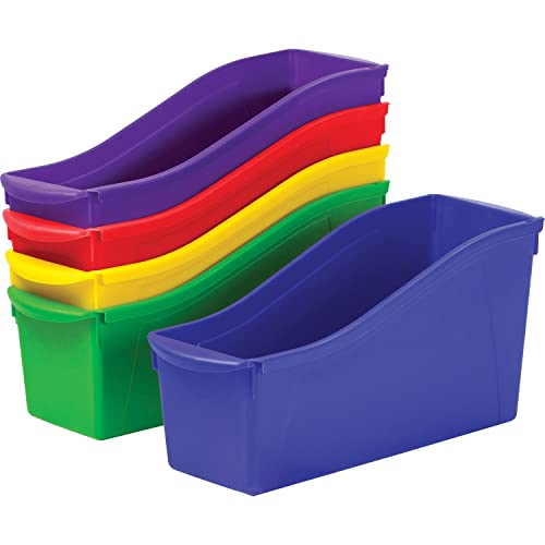 Storex 70105U06C Interlocking Book Bins, 4 3/4 x 12 5/8 x 7, 5 Color Set, Plastic