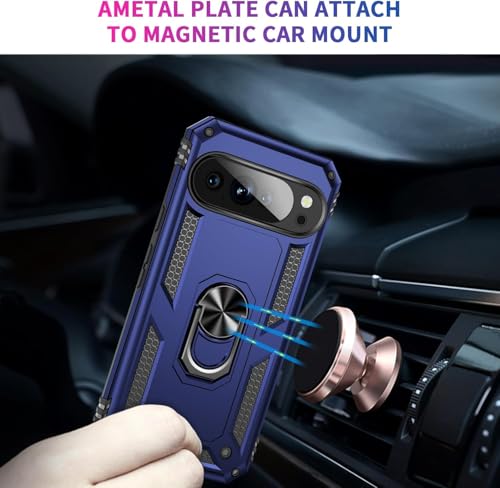 Image of REALCASE Google Pixel 10 Pro Back Cover Case | Heavy Duty Dual Layer Hybrid Shock Proof Armor Defender Ring Case Back Cover for Google Pixel 10 Pro 5G (Blue)