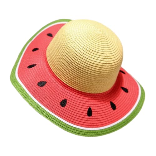 Chapeau de paille fille pastèque large bord anti-chaleur pour la plage