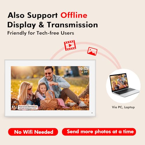 Frameo 15,6 Zoll Digitaler Bilderrahmen WiFi mit 32 GB, Full HD IPS Touchscreen (1920x1080), Fernversand von Fotos & Videos per FRAMEO App, Wandmontage, Weiß Eltern & Großeltern