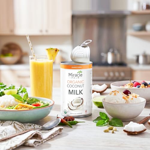 Image of Miracle Palm Coconut Milk Unsweetened - Coconut Milk Canned, Additive Free Organic 13.5 Fl Oz (Pack of 3)