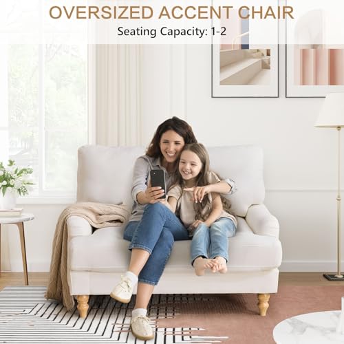 Bezseller-Oversized-Chaise-Lounge-Chair-Indoor-46-W-Upholstered-Sofa-Bed-with-Ottoman-and-Wood-Legs-Big-Comfy-Chair-Leisure-Armchair-for-Living-Room-Bedroom-Apartment-Reading-Room-Beige Bezseller Oversized Chaise Lounge Chair Indoor 46 W Upholstered Sofa Bed with Ottoman and Wood Legs Big Comfy Chair Leisure Armchair for Living Room Bedroom Apartment Reading Room Beige