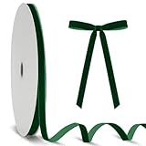 Kinglake Vintage Hunter Green Velvet Ribbon - 3/8 Inch X 25 Yards Dark Green Velvet Ribbon For Christmas Tree, Gift Wrapping, Party &Amp; Home Decoration And Diy Crafts