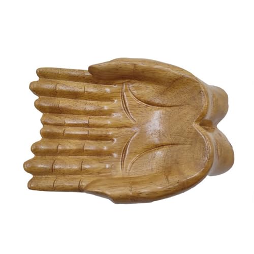 Genérico Cuenco de madera con forma de mano - Cuenco de | Manos De Buda Talladas Decorativo Soporte De, Bandeja De Para Piedras Manos De Escultura Placa De Madera Para Me