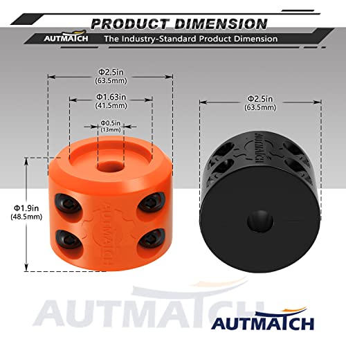 Autmatch Winch Cable Hook Stopper (2 Pack), Silicone Rubber Winch Stopper For Wire & Synthetic Rope, Winch Line Atv Utv, Shock Absorbent Prevent Pulling Bounce And Abrasion, Black & Orange #TOP3