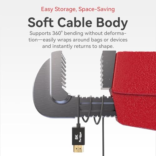 Image of Portkeys 8K HDMI Cable High-Speed HDMI Ultra Thin 10-Core Coaxial Cable, 2.4mm Diameter Cable 19-PIN Full PIN Mapping Support 8K60Hz 4K240Hz for Camera Monitor /PC /TV /Game(0.3M+1M)