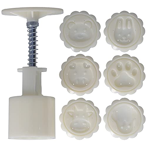 Stampo per torta di luna a pressione manuale da 50 g, per torte, dolci, biscotti, strumento di cottura fai da te con 6 timbri rotondi