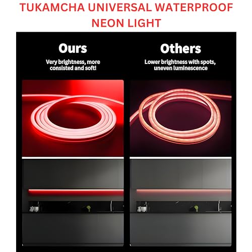 Image of 16.4 Feet LED Neon Strip Lights, with 12V Adapter, Waterproof IP65, Silicone Flexible Rope Light for Home Decor | Led Strip Lights | Neon Lights | 5 Meter | (RED)