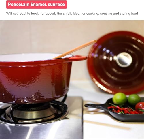 MOTIM 5.5 Quart Enameled Cast Iron Dutch Oven with Lid, Non-stick Enamel Coated Cookware -Red