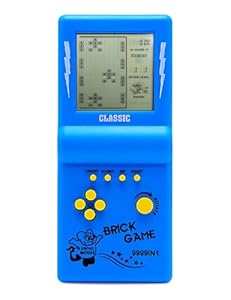 CZT Großbild-Ziegel Spielkonsole klassisches Puzzle eingebaut 23 Spiele Geschwindigkeit/Schwierigke... einstellbar mit 2 AA-Batterien (Nicht im Lieferumfang enthalten) (Blau)