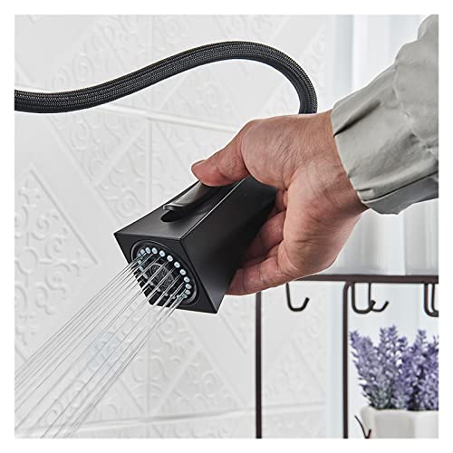 Robinet de cuisine noir mitigeur carré extractible eau chaude et froide