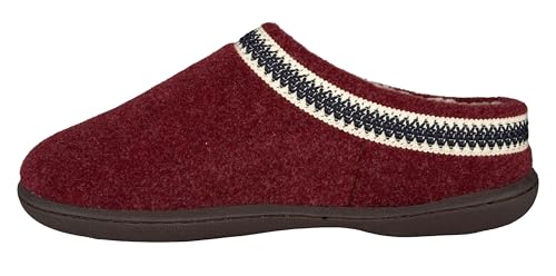 Clarks Indoor and Outdoor Burgundy Slipper Cozy Wool Mule Slip-On Fur Lined Clog (Burgundy, 9)