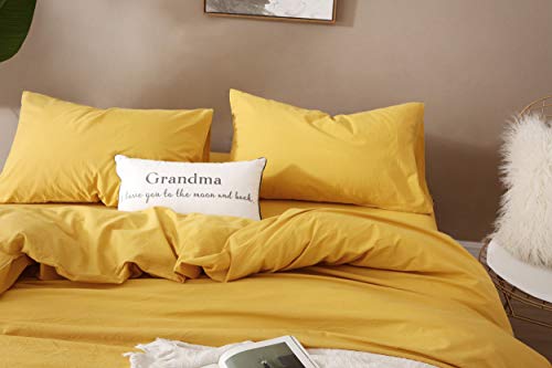 Image of F.Y.Dreams 100% Washed Cotton Duvet Cover for Weighted Blanket 60x80 inches with 16 Ties, Zipper on Long Side /Yellow /Just Duvet Cover