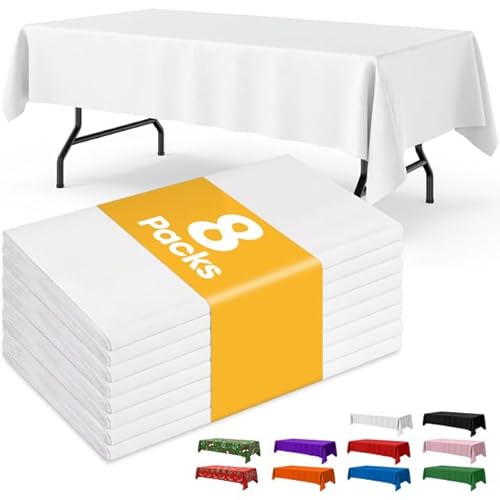 Niuara White Plastic Table Cloth - 8 Pack 54