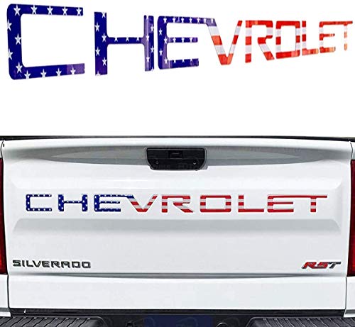 Tailgate Insert Letters -3D Raised Tailgate Letters Compatible with 2019 2020 Silverado Models (Colored flag)