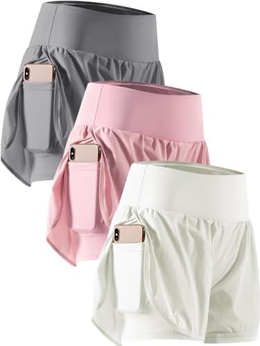 Image of CADMUS 2 in 1 Women's Spandex Athletic Shorts Gym Yoga Shorts Pockets