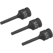 TOP-VIGOR 3Pcs Impact Hex Bit Socket, 3/8" Drive x H5 5mm Allen Key Socket, Premium CR-MO Steel Bits, Hex Bit with 60mm Length for Torque Wrench, Ratchet Wrench, Impact Power Drills
