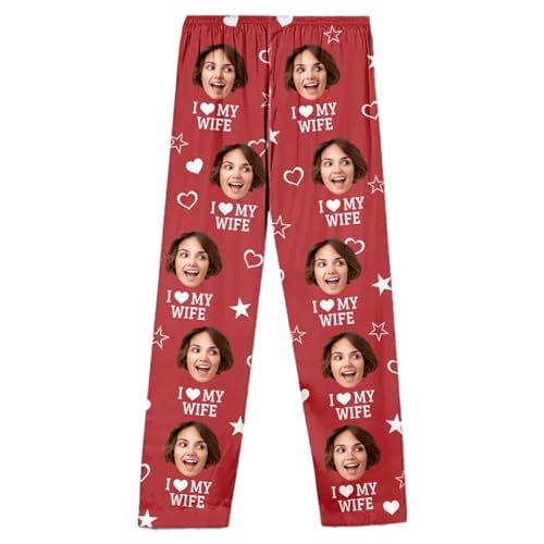 DOPTIKA Funny Face Custom Christmas Pajamas for Women, Men, Gifts for Couples, Pajama Bottoms, Personalized Long Pajamas Set