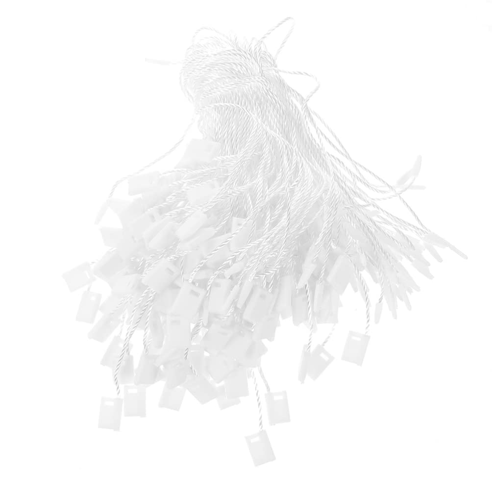 HEALLILY 2000Pcs White Tag String, Nylon Snap Lock Pin Loop Fastener Hook Ties for Clothes Tags, Price Tags, Shoes Snap Lock, or Luggage Label, 7 Inch/ 17.5cm