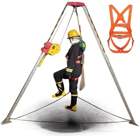 Fall Arrest Kits, Telescopic Confined Space Tripod, Fire Rescue Tripod with Protective Safety Belt, Heavy Duty Rescue Tripod for Sewage Tunnels(1800IBS-3