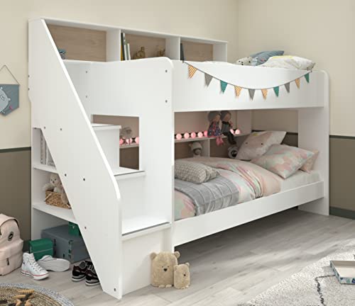 Parisot Etagenbett Bibop 2' Jugendzimmer Möbel in Weiß und Jackson Eiche