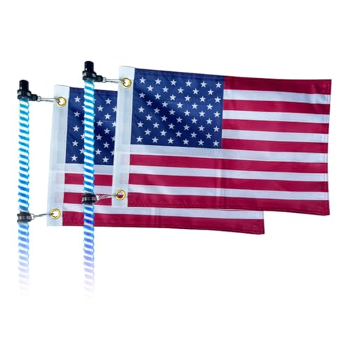 2 Pack American Flags, Offroad Flags for Whip Lights or Antenna Flag Poles, 12' x 18' Double Sided...