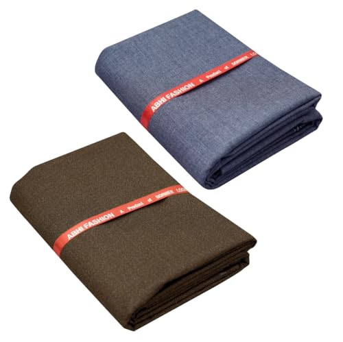 Image of Abhi Fashion Men's Cotton Feel Blend Formal Unstitched Combo Trouser Fabric For Men (Pack Of 2)