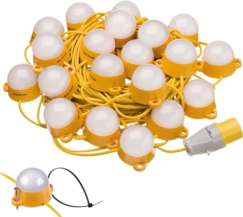 Image of Red Arrow 110V LED 50m Site Lighting Festoon Kits IP44 6500K 35,000 Hours Life Expectancy Work Lights