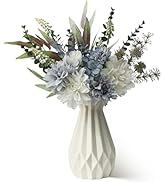 Leftover Faux Flowers in Ceramics Vase,Fake Silk Dahlia Flowers with Vase,Centerpieces Coffee Tab...