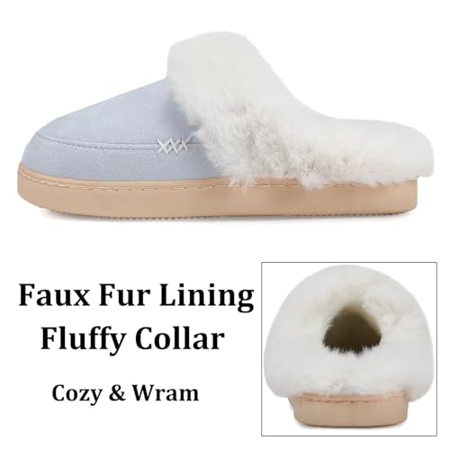ninecifun women39s and men39s memory foam house slippers faux fur lined indoor fuzzy slippers with no-slip sole slip on suede home shoes warm winter gift for women amp men