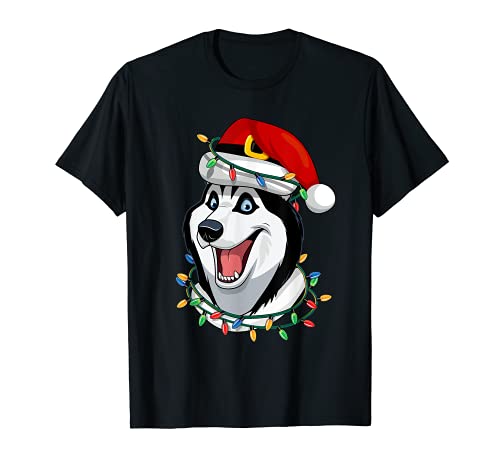 Funny Siberian Husky Christmas Tree Pet Dog Lover Gift Camiseta