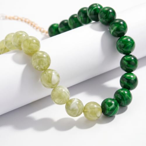 LOVEZORA Chunky Beaded Necklace for Women Dainty Boho Green Beads Statement Choker Necklace Green Resin Bead Necklace Summer Accessories Jewelry Gifts by LOVEZORA - Used condition - Image 5
