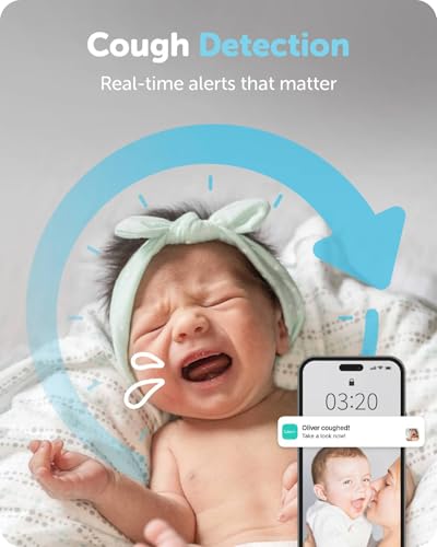 Cubo Ai Plus Smart Baby Monitor with Wall Mount: Sleep Safety Alerts for Covered Face, Danger Zone & Sleep Analytics - 1080p HD Night Vision Camera, 2-Way Audio, Cry & Temperature Detection