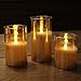 Rhytsing Gold Glass Battery Operated Candles with Remote, Flameless LED Candle Gift Set, Warm White Light - Include 6 Batteries
