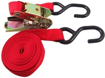 Car Truck Winch Accessories 1" Width Black Metal Hook Ratchet Tie Down Strap Recovery Straps Red 5M