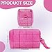 Gosect Quilted Cute Makeup Bag, Checkered Cosmetic Bags with Divider, Waterproof Travel Toiletry Bag, Puffy Make up Pouch for Women Travel Essentials (Bow, Fuchsia, Medium)