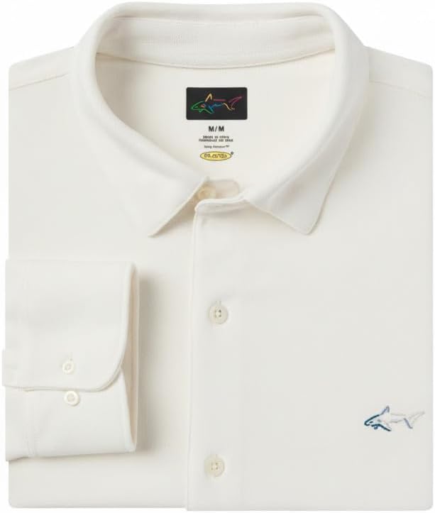 Greg Norman Long Sleeve Full Button Pique Polo - Image 3