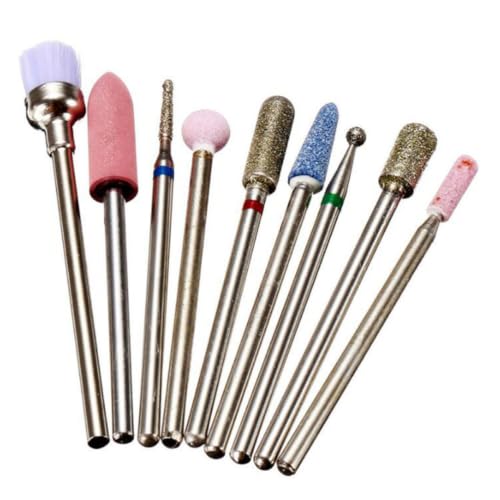 9 Pièces Ensemble de Fraises Métal, pour Perceuse à Ongles, Têtes